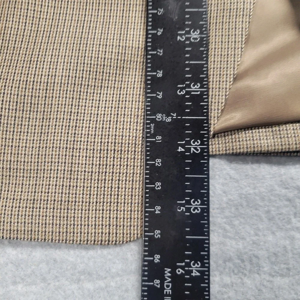 Lauren Ralph Lauren Mens Silk Wool Blend Sport Coat Blazer Tan Brown Houndstooth